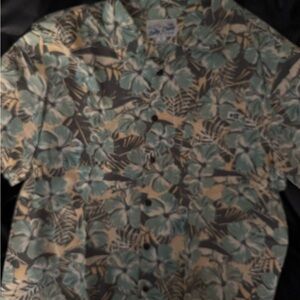 Salty Crew Floral Button Down Shirt - Green and Cream